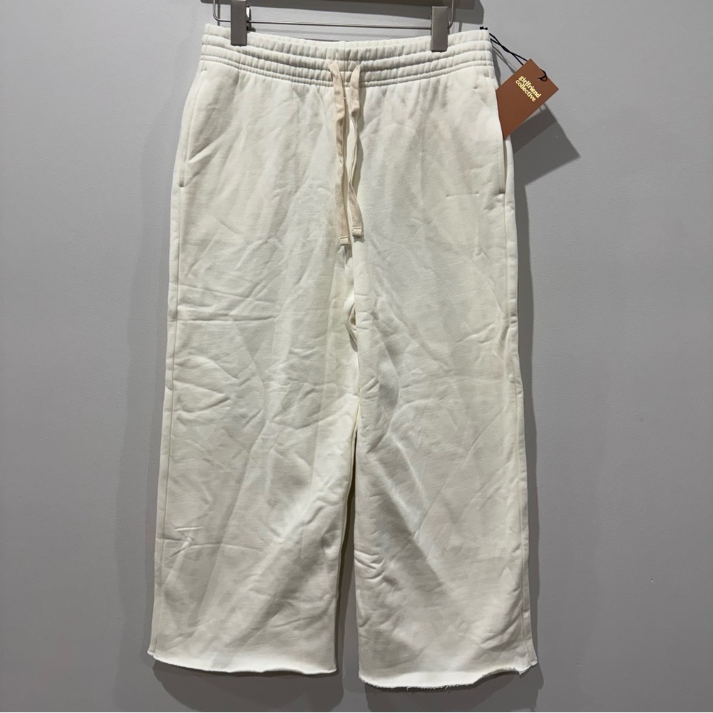Girlfriend Collective Size Medium Wide Leg Sweatpants 50/50 Cream Off White - Picture 2 of 6